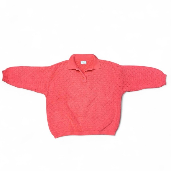 Vintage Benetton Coral Crew Neck Knit Sweater - Picture 1 of 5